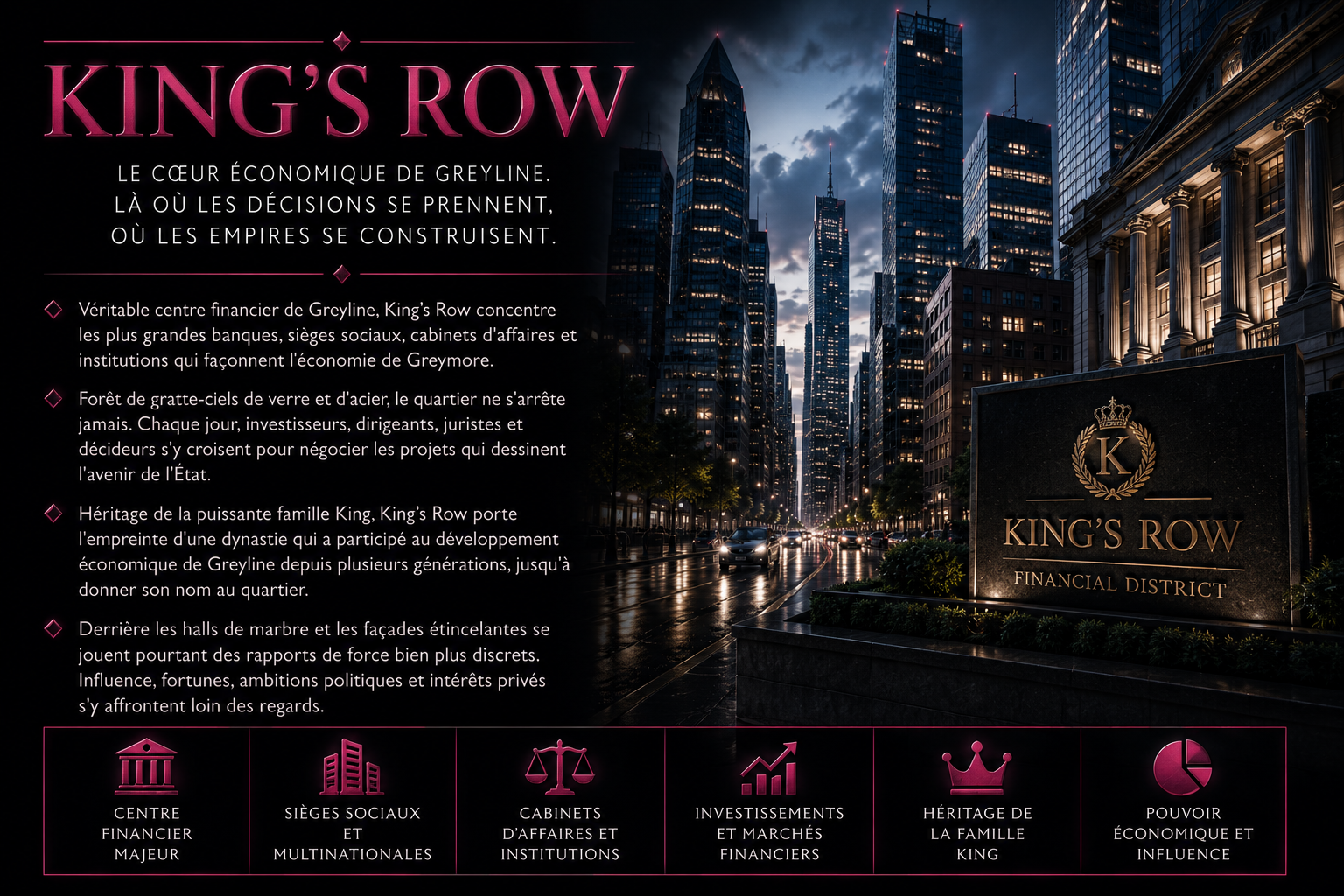 King's Row, le cœur économique de Greyline